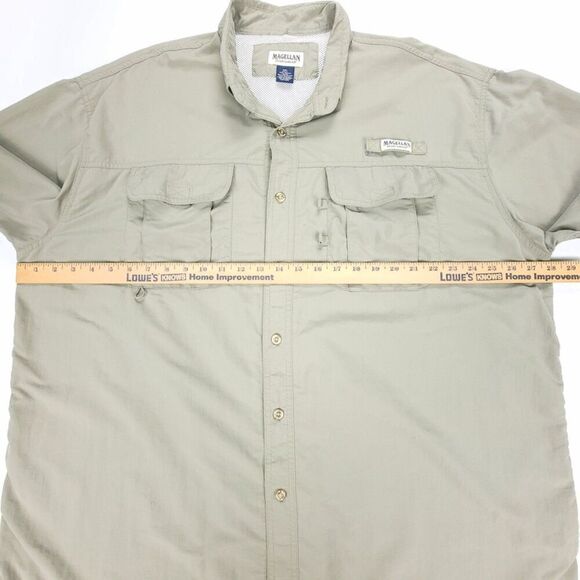 MAGELLAN Short Sleeve Button Down Fishing Utility Shirt Mens XXL Khaki Olive - Picture 3 of 7